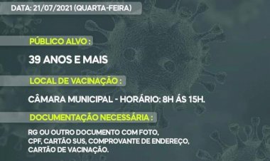 Vacinação será retomada para quem tem 39 anos ou mais, em Caldas Novas
