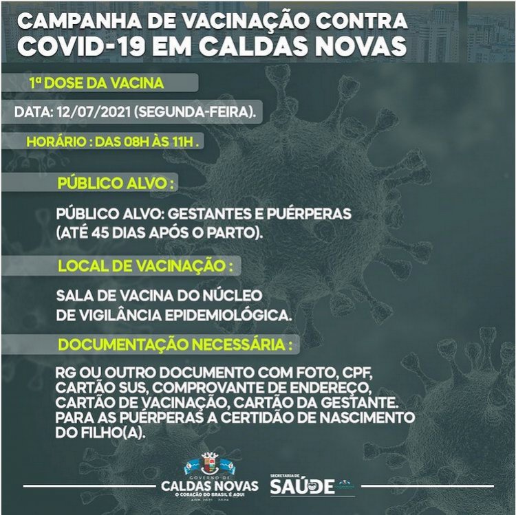 ATENÇÃO, gestantes e puérperas