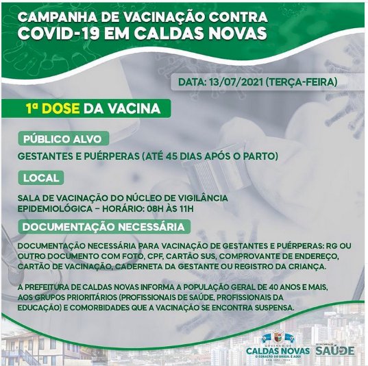 ATENÇÃO, gestantes e puérperas!