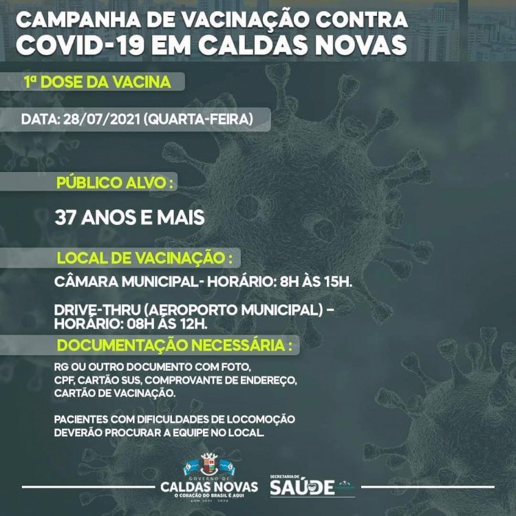Vacinação para pessoas de 37 anos ou mais em Caldas Novas