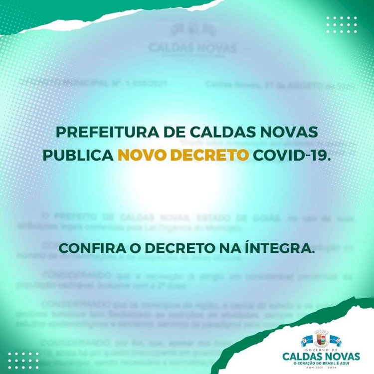 Prefeitura de Caldas Novas divulga novo decreto com flexibilização das medidas