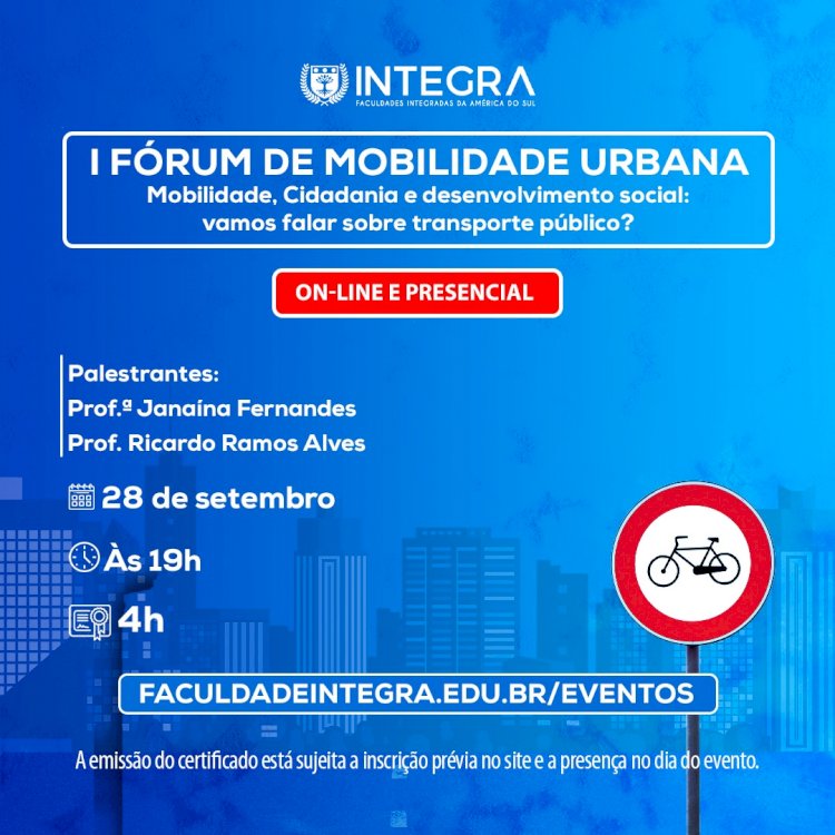 I Fórum de Mobilidade Urbana da Faculdade Integra de Caldas Novas
