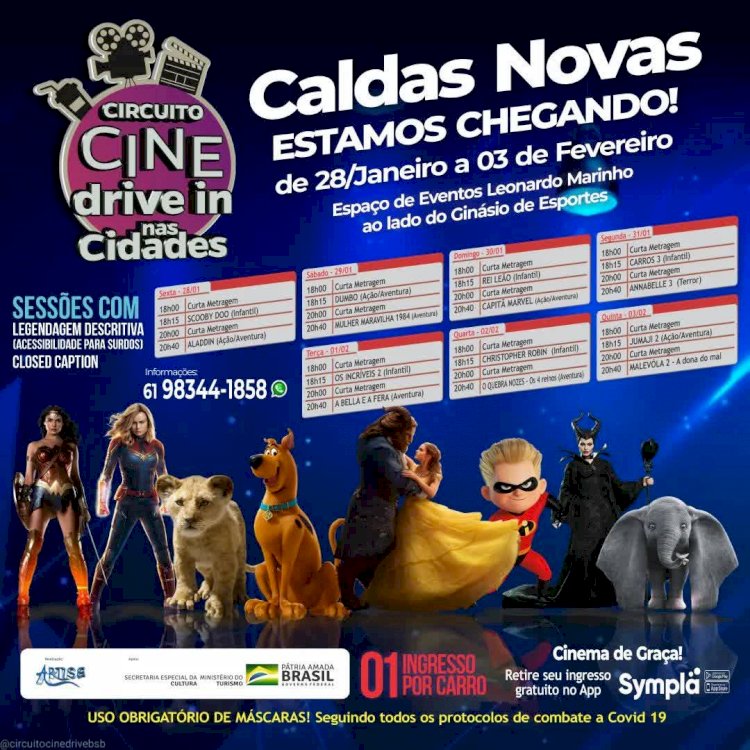 Circuito Cine Drive In nas Cidades - Etapa Caldas Novas (GO) de 28 de janeiro a 03 de fevereiro