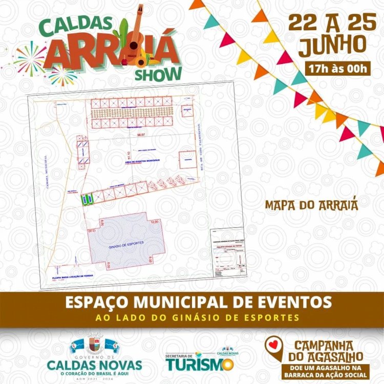 Prefeitura de Caldas Novas realizará Arraiá Show de 22 a 25 de Junho