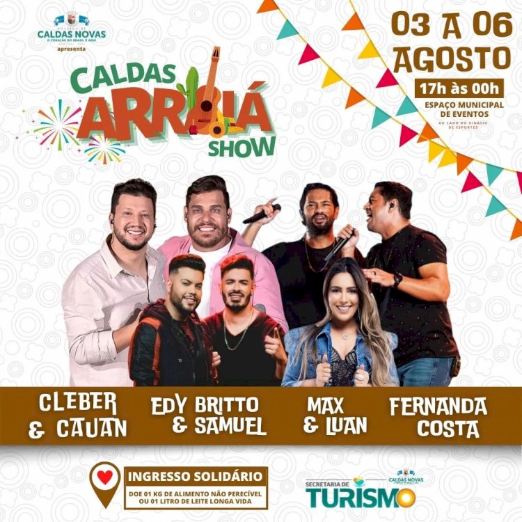 Prefeitura de Caldas Novas divulga novas datas do 1º Arraiá Show