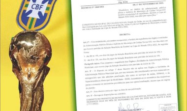 Confira como fica o expediente da Prefeitura de Caldas durante os jogos da Seleção na Copa do Mundo de 2022