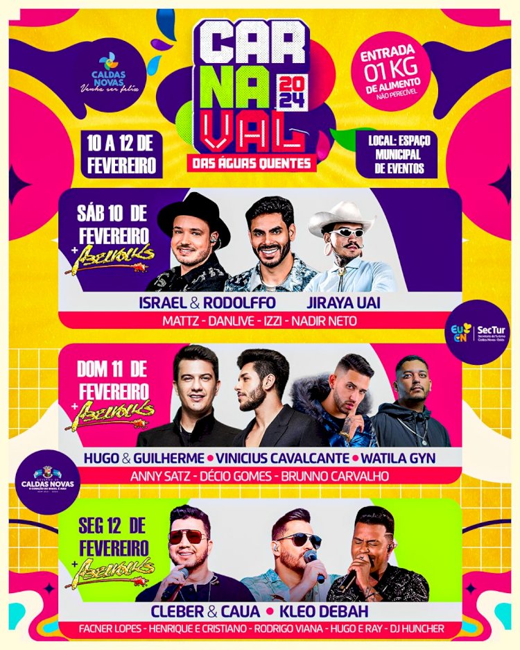 Carnaval 2024: Caldas Novas divulga programação oficial