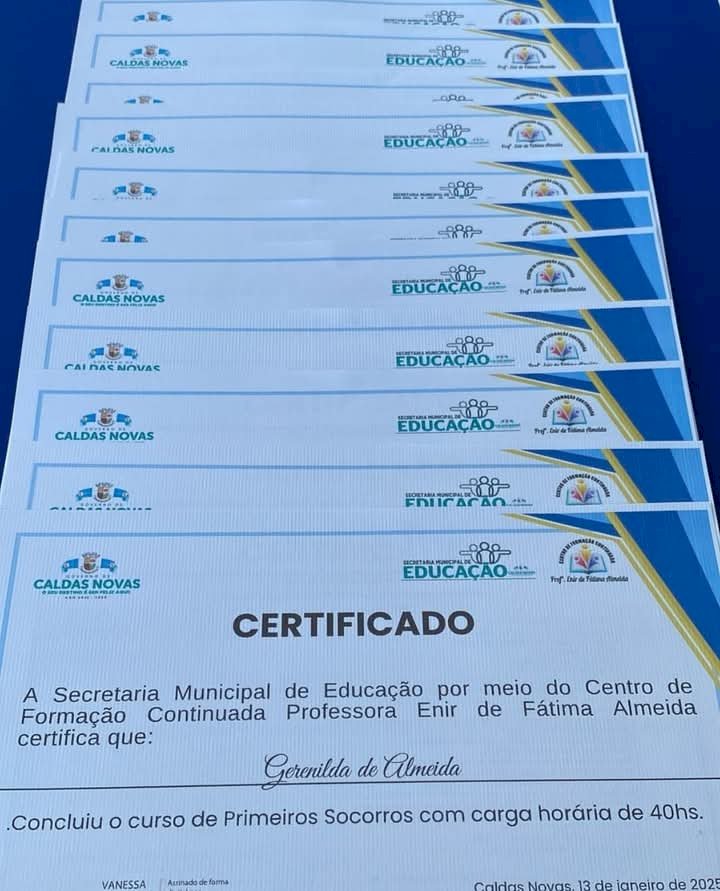 Caldas Novas realiza entrega de Certificados de Primeiros Socorros para Motoristas e Monitores do Transporte Escolar da rede municipal