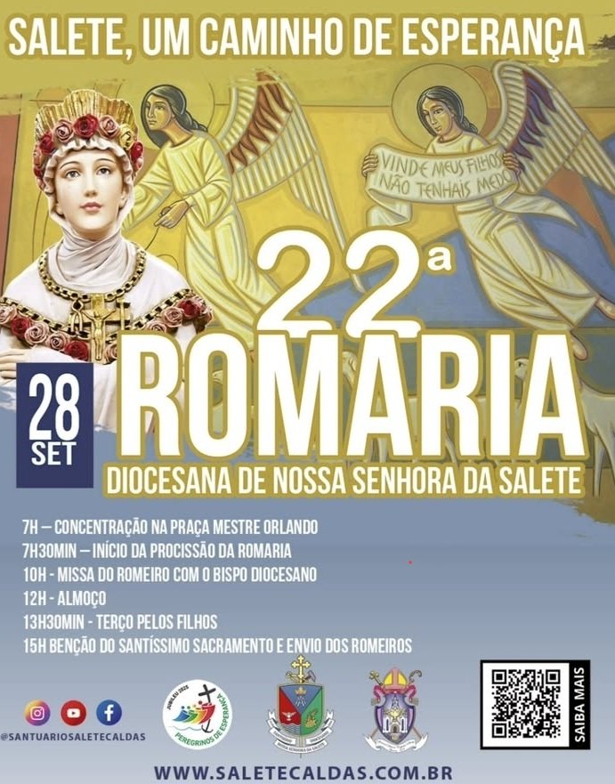 Neste domingo (28), acontece a 22ª Romaria Diocesana de Nossa Senhora da Salette em Caldas Novas
