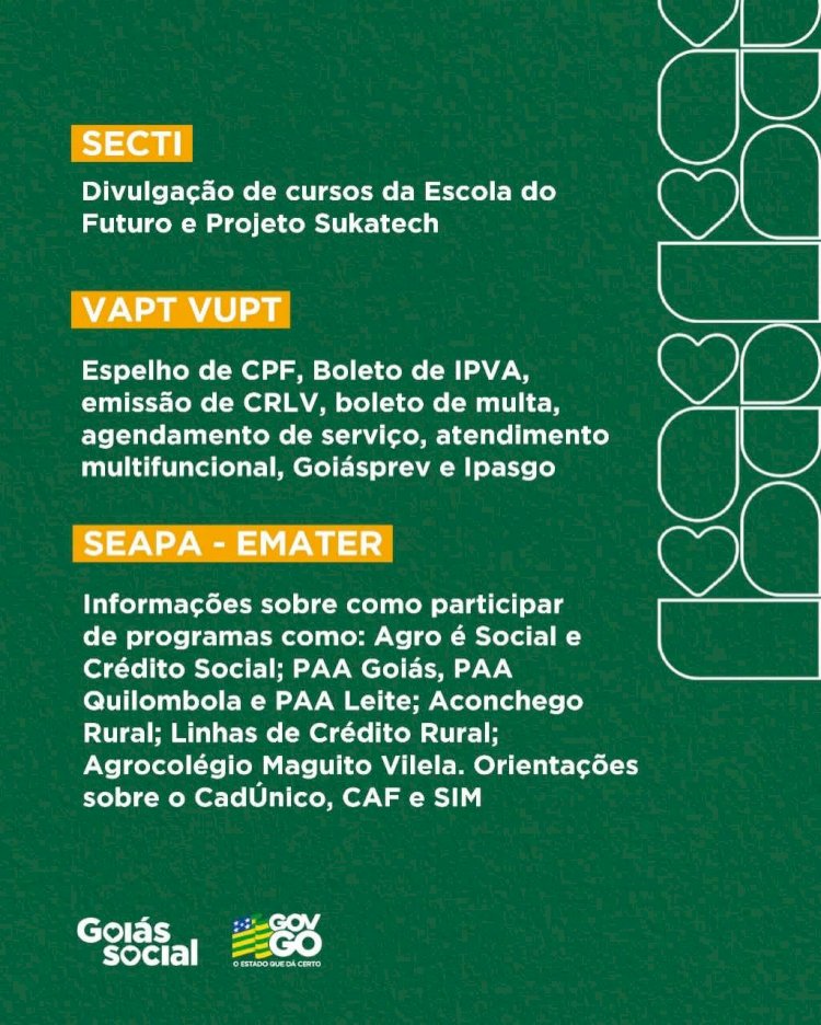 Goiás Social leva serviços públicos e atendimentos à população de Caldas Novas nos dias 13 e 14 de Dezembro